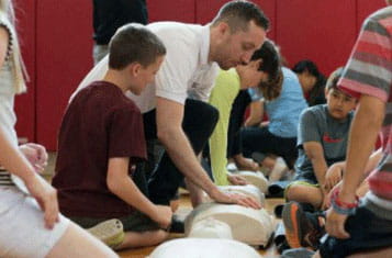 CPR training for group of children
