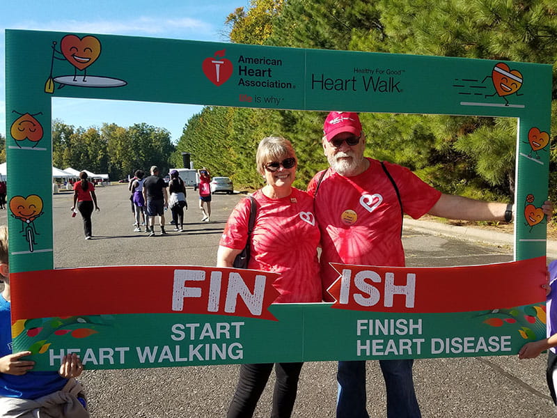 Pat and Denis Popp at the 2017 Central Virginia Heart Walk in Richmond after he received a heart transplant