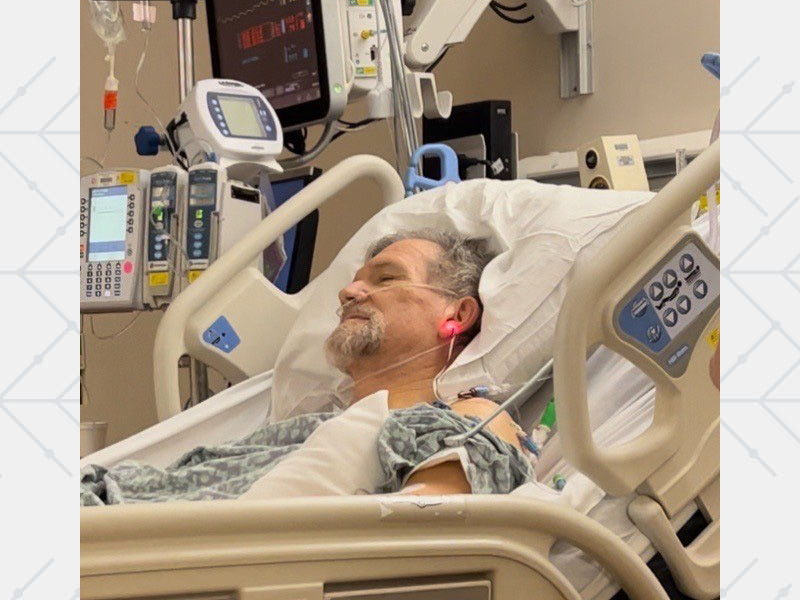 Murray Mitchell in the hospital following his cardiac arrest