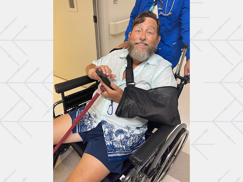 Bruce Brown being discharged from the hospital