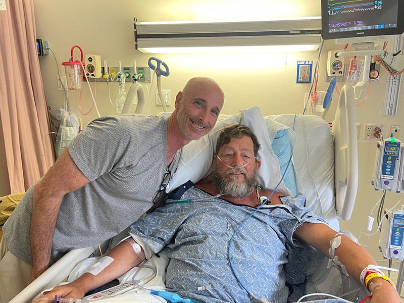 Bruce Brown with Vinnie Valente in the hospital