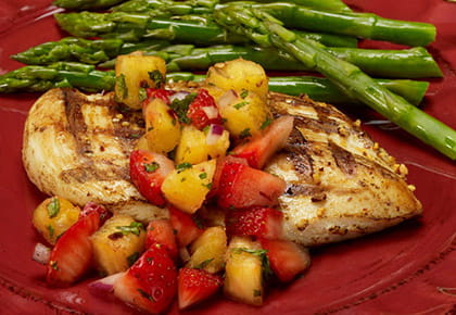 Grilled Chicken with Strawberry and Pineapple Salsa