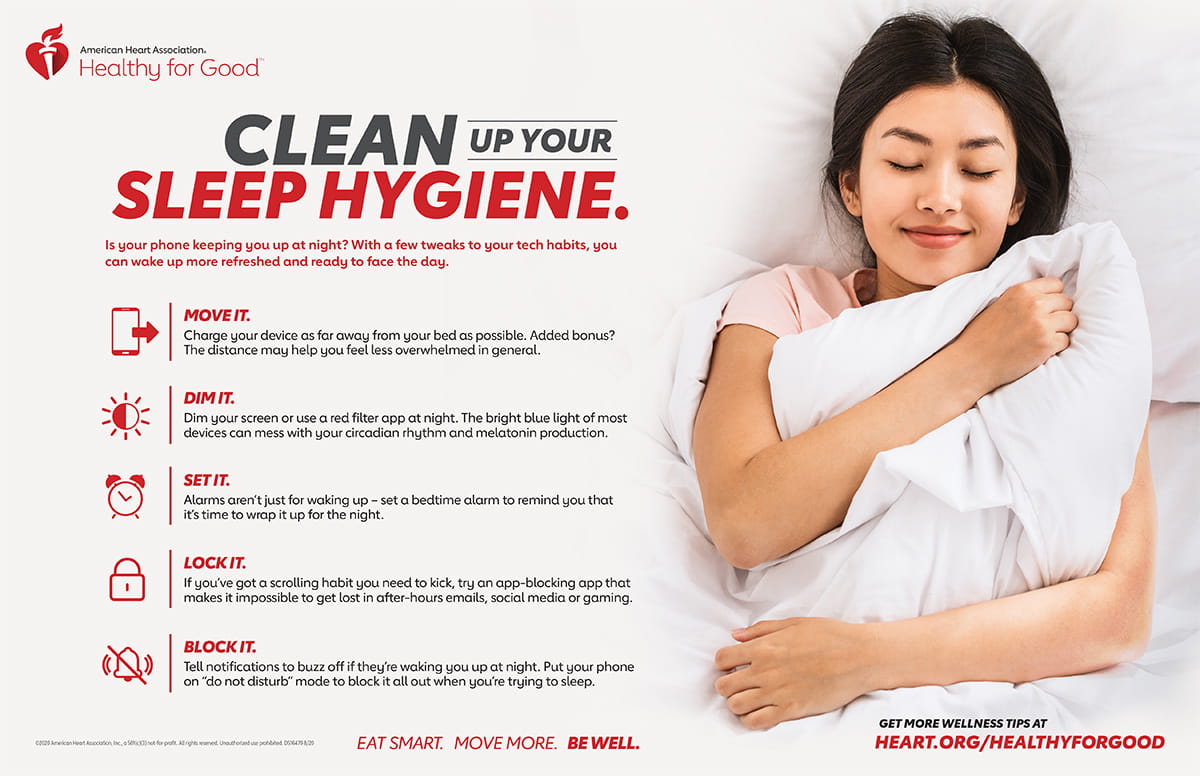 How To Sleep Better Infographic American Heart Association