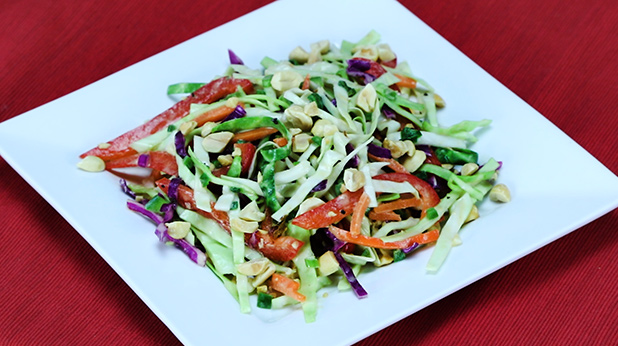 Crunchy Cabbage Salad with Spicy Peanut Dressing