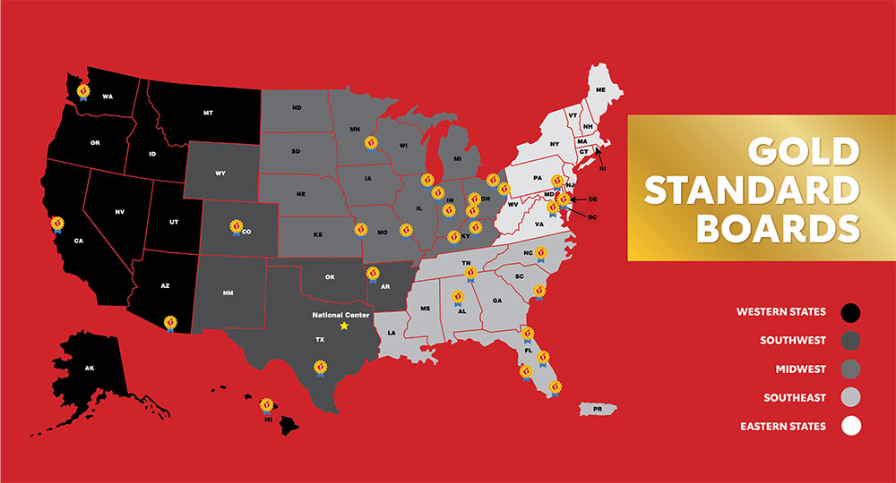 Gold Standard Boards Map