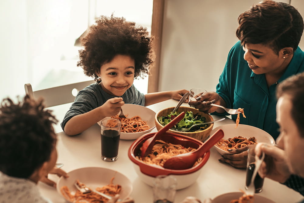 family eating meal