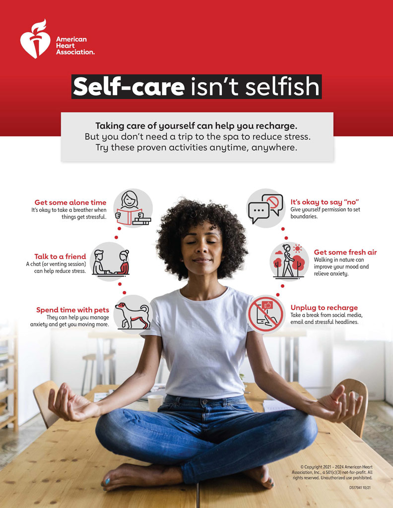 Self Care Isn t Selfish Infographic American Heart Association