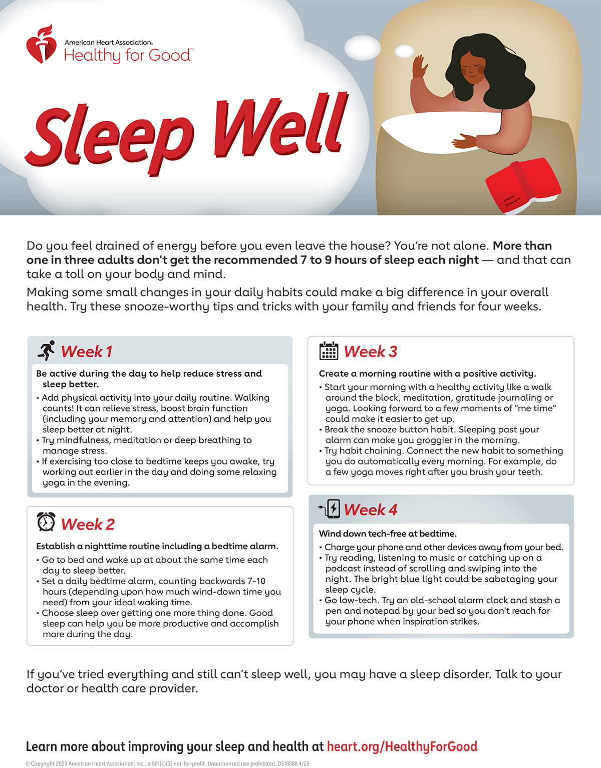 Sleep Well Infographic  American Heart Association