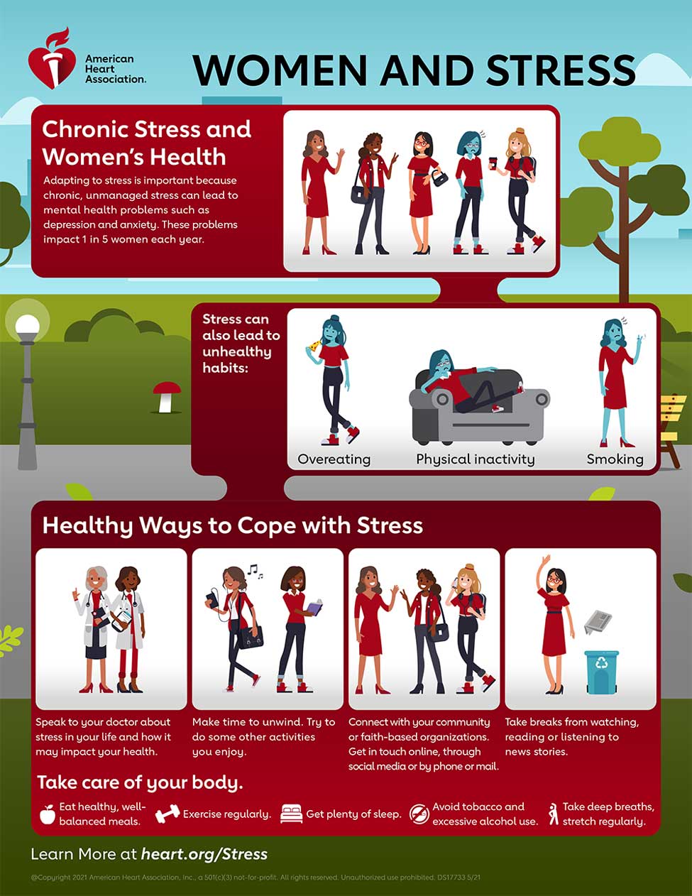 Women and Stress Infographic American Heart Association