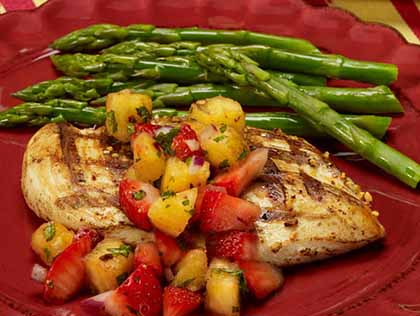Grilled Chicken with Strawberry and Pineapple Salsa