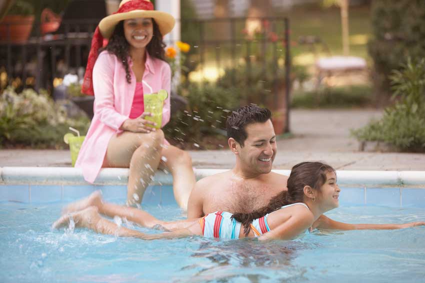 Family enjoying some pool time