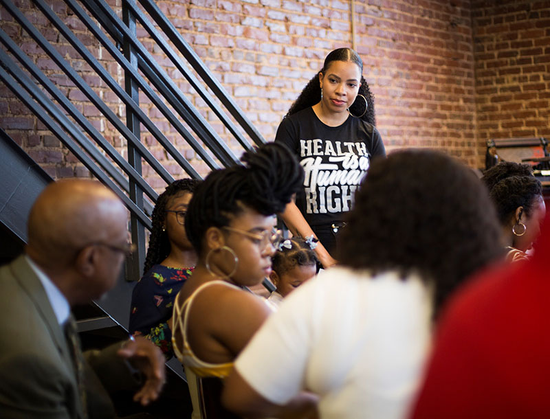  Mercilla Ryan-Harris leads a BLKHLTH Conversation in 2019. (Photo courtesy of Stephen Nowland & Ann Watson)