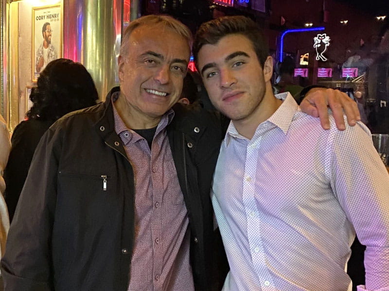 Artificial intelligence researcher Dr. Antonis Armoundas with his son, Alkinoos, who is in medical school and working on his own AI research. (Photo courtesy of Dr. Antonis Armoundas)