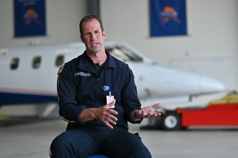 Matthew Kuhns is a critical care nurse for an air ambulance crew based in Fairbanks. (Photo by Walter Johnson Jr./American Heart Association)