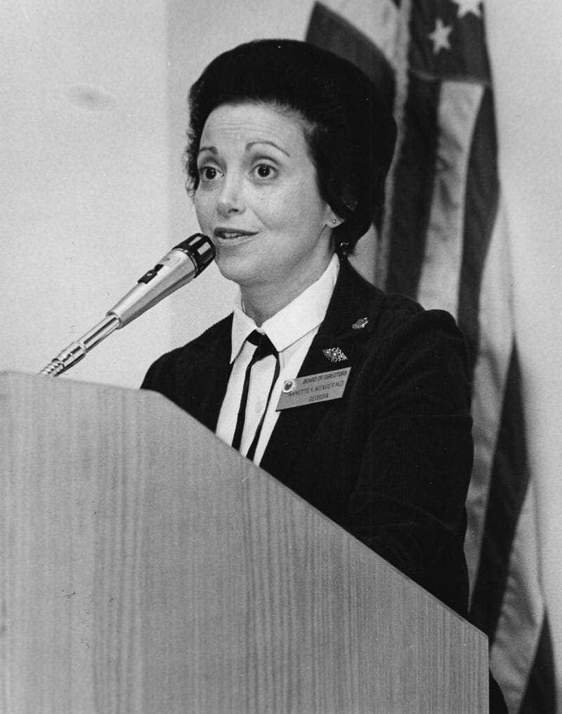 Dr. Nanette Wenger speaking before the American Heart Association's board of directors. (American Heart Association archives)