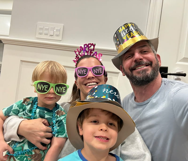 Melissa Claire Egan celebrates the New Year with Matt, Jake (left) and Caden
