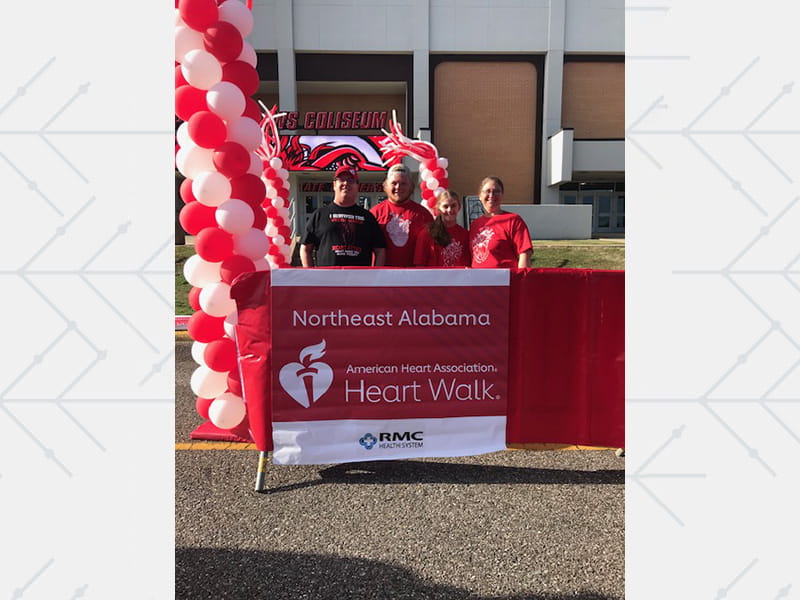 Brian Lipham, from left, with son Logan, daughter Lexi and wife Tonia at the 2023 Northeast Alabama Heart Walk in Anniston