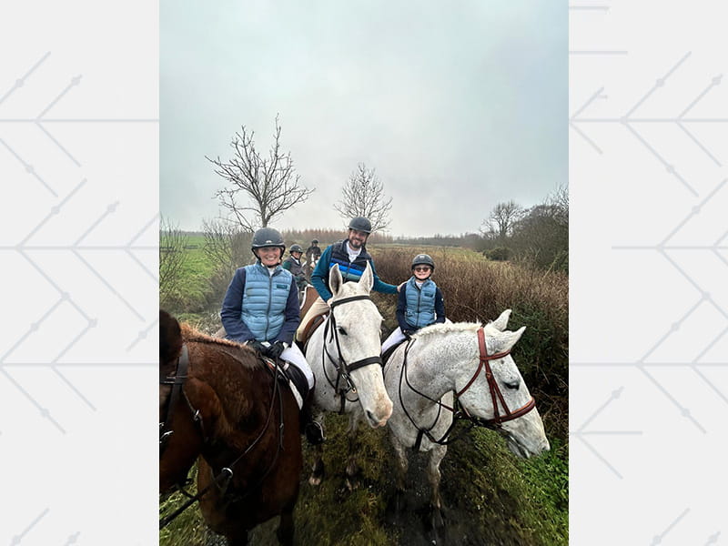 The Haseldens, from left, Lindsay, Will and Ryan, while hunting in Ireland in 2024