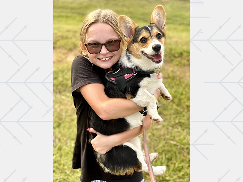 Ryan Haselden and her puppy, Rosie, in 2022