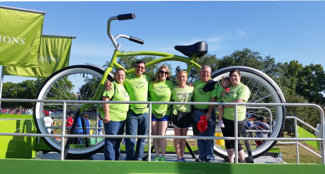 Alisa Mari, husband Andy Mari, and other members of her Heart Walk team at the 2016 Heart Walk in Baton Rouge. From left: Darlene Geddes, Andy, Alisa, Jennifer Culotta, Jimmy Geddes and Destinie Simmons with daughter Laila. (Photo courtesy of Alisa Mari)