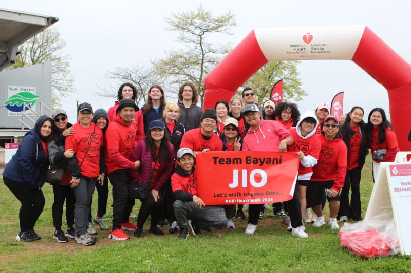 Jio Rodriguez (front row, wearing light gray hat) with friends and family at the Greater New Haven Heart Walk in 2024.  (Photo courtesy of Jio Rodriguez)