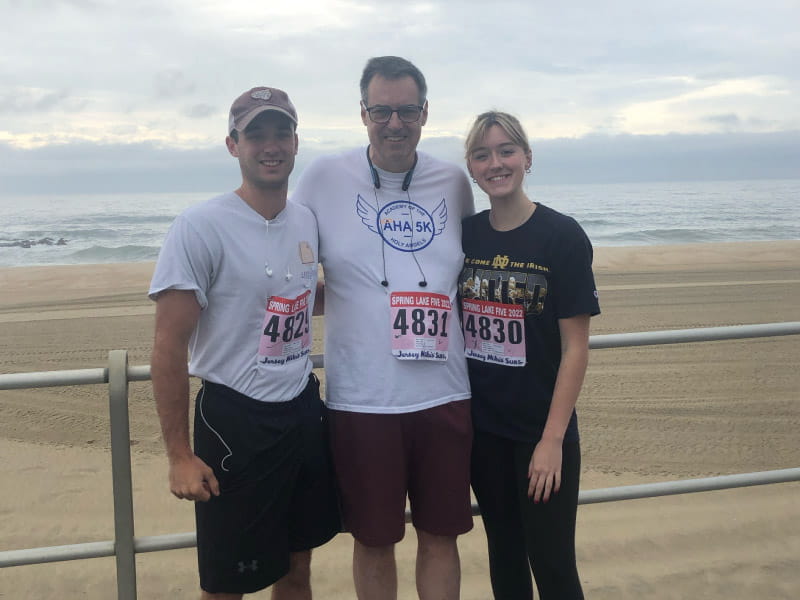 Bill Miller (center) with his son, Liam (left) and daughter, Brigid. Three years after Bill had a defibrillator implanted, it went off nearly two dozen times. (Photo courtesy of Bill Miller)