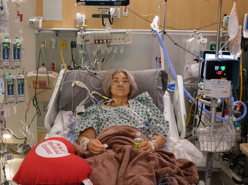 Alison Conklin recovering in the hospital on the day of her heart transplant. (Photo courtesy of Alison Conklin)