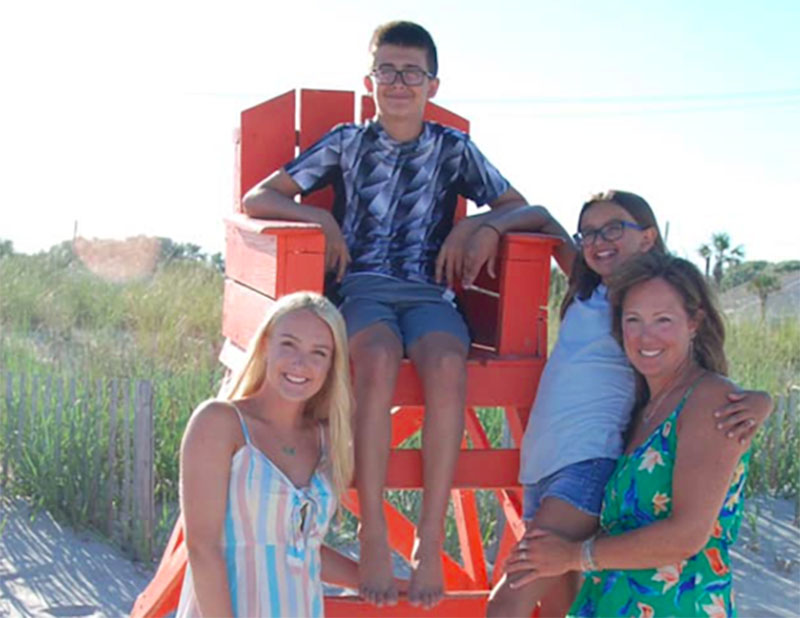 Rosie Veltz with her family at Myrtle Beach, SC. From left: Sister Shea Puhaly, brother Lee Veltz, Rosie and mom Lori Irvin. (Photo courtesy of Lori Irvin)