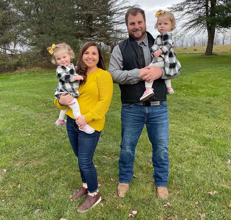 Bridget and Jerrid Conway with their twin daughters, Sadie and Skylar. (Photo courtesy of the Conway family)