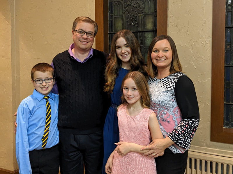 Amy Kren (far right) with her family, from left: Son Larry, husband Brian, and daughters Sophia and Cecilia. (Photo courtesy of Amy Kren)