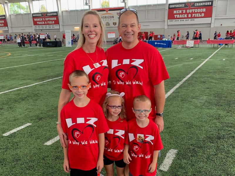 Heart attack survivor Liz Johnson with her family, clockwise from left: Liz, Steve, Cooper, Chloe and Quin. (Photo courtesy of Liz Johnson)