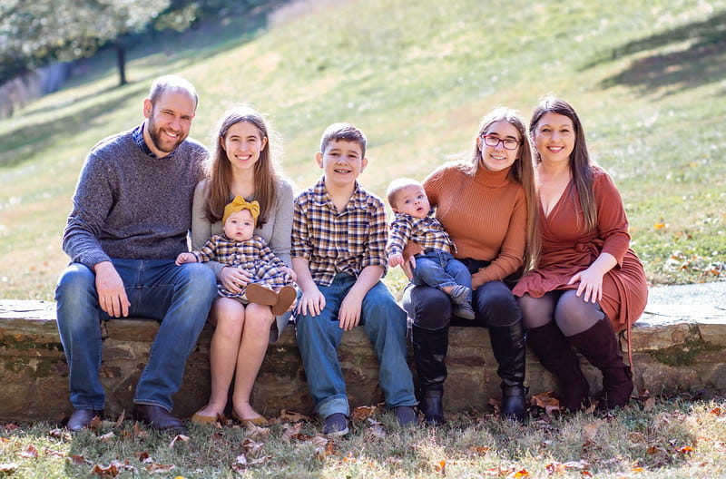 The Parrish family, from left: Mark, Victoria, Elina, Josiah, Marcus, Onna and Jenn. (Photo by Nicole Peirson)