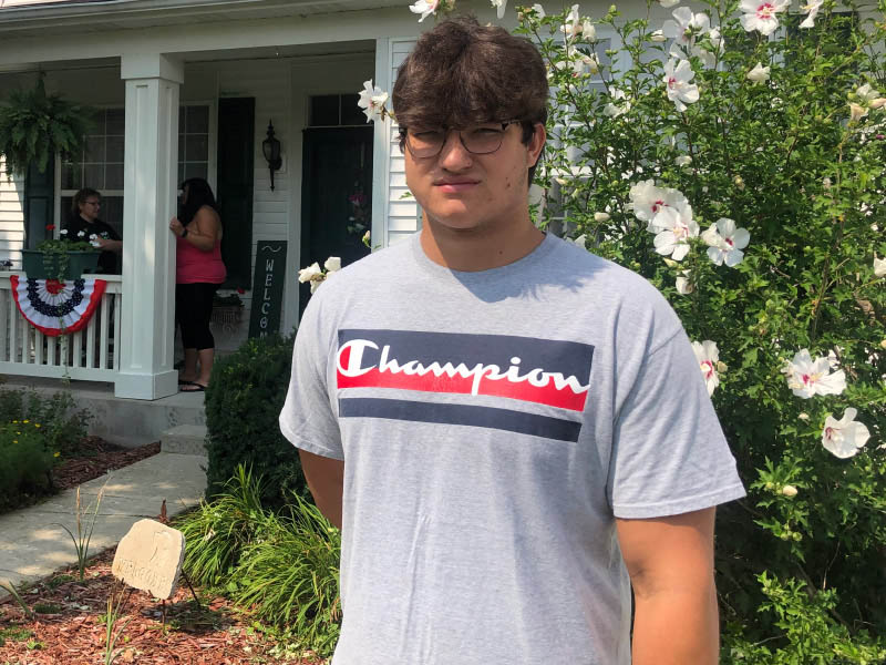 High school football player Carson Cathey survived a stroke earlier this year. (Photo by Genaro C. Armas)