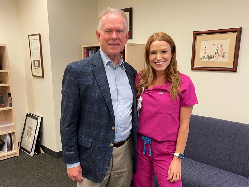 Nurse and congenital heart defect survivor Sarah Hernandez (right) with Dr. Vaughn Starnes. (Photo courtesy of Sarah Hernandez)