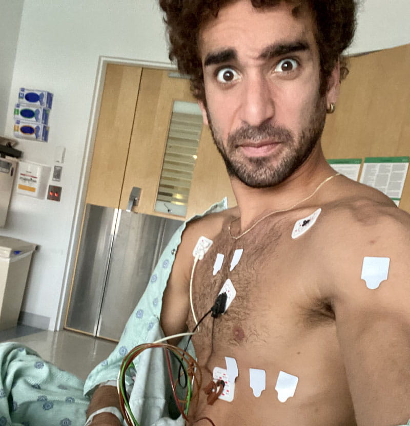 Edson Barbosa recovering in the hospital after his cardiac ablation procedure in 2021. (Photo courtesy of Edson Barbosa)