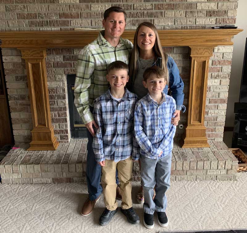 The Zabawa family, clockwise from top left: Justin, Erin, Cruz and Memphis. (Photo courtesy of the Zabawa family)