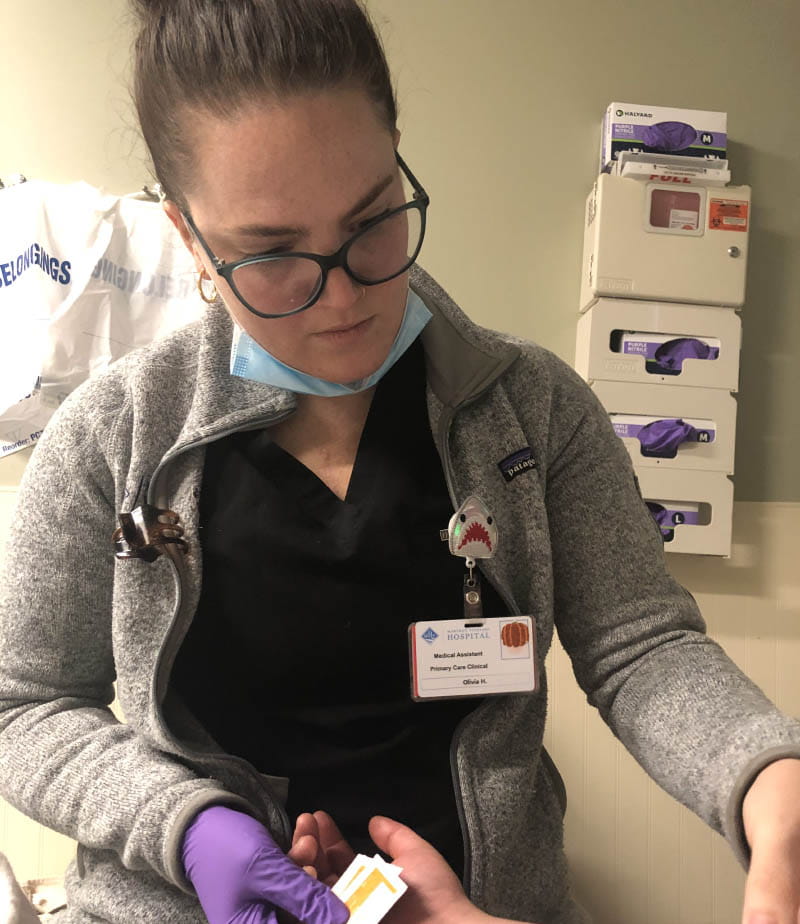 Olivia Hart working as a medical assistant at her local hospital. (Photo courtesy of Sofia Hart)