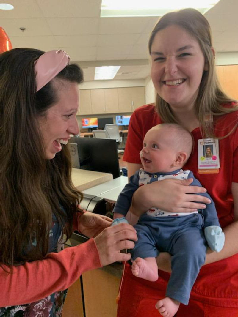 Hallie Allison (right) visiting with Lorraine and Court Stewart. (Photo courtesy of Hallie Allison)