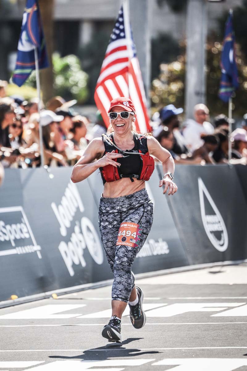 Channing Muller at the finish line of the 2024 Miami Marathon. (Photo courtesy of Channing Muller)