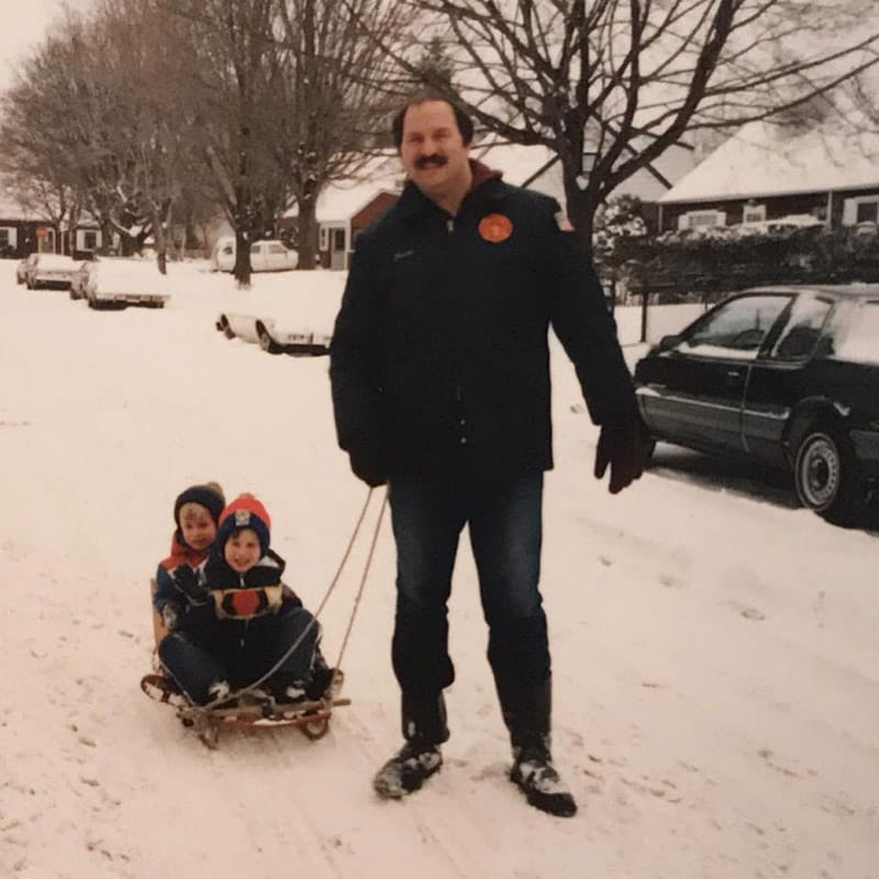 Tom and Brian Sutch with their father, Kevin, in 1986. Kevin died at 39 of a sudden cardiac arrest. (Photo courtesy of the Sutch family)