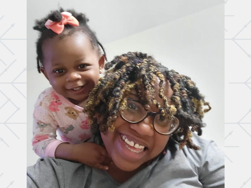 Erin Adelekun and her daughter, Adenike. Only days after giving birth to Adenike, Erin experienced a hemorrhagic stroke and had surgery to stop the bleeding in her brain. (Photo courtesy of Erin Adelekun)