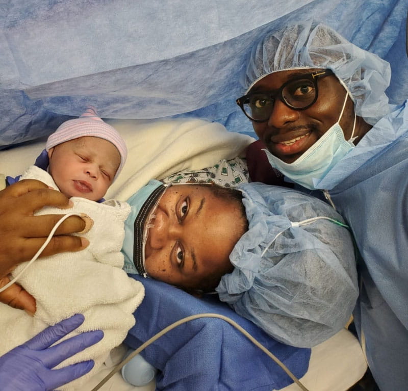 Erin and Mayowa Adelekun holding Adenike shortly after she was born. (Photo courtesy of Erin Adelekun)