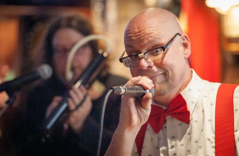 Adam English performing in his barbershop quartet in 2022. (Photo courtesy of John Parascak)