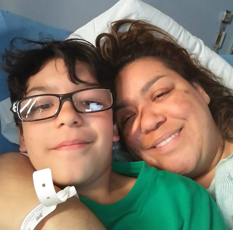 Christina Herrera hugs her son Diego before undergoing a triple bypass. (Photo courtesy of Christina Herrera)