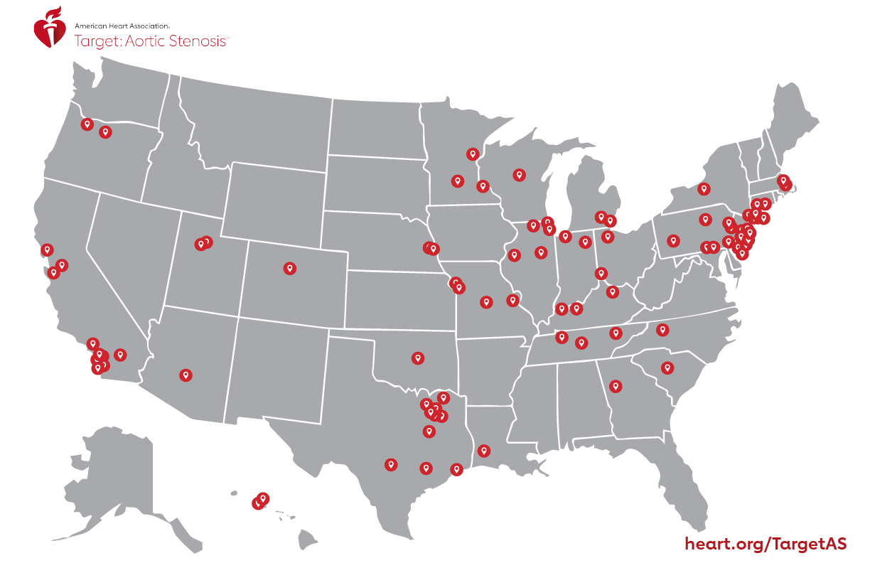 Target: Aortic Stenosis Map with Site Locations