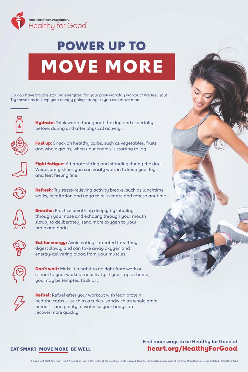 How To Get Energy When You Re Too Tired To Workout Infographic American Heart Association