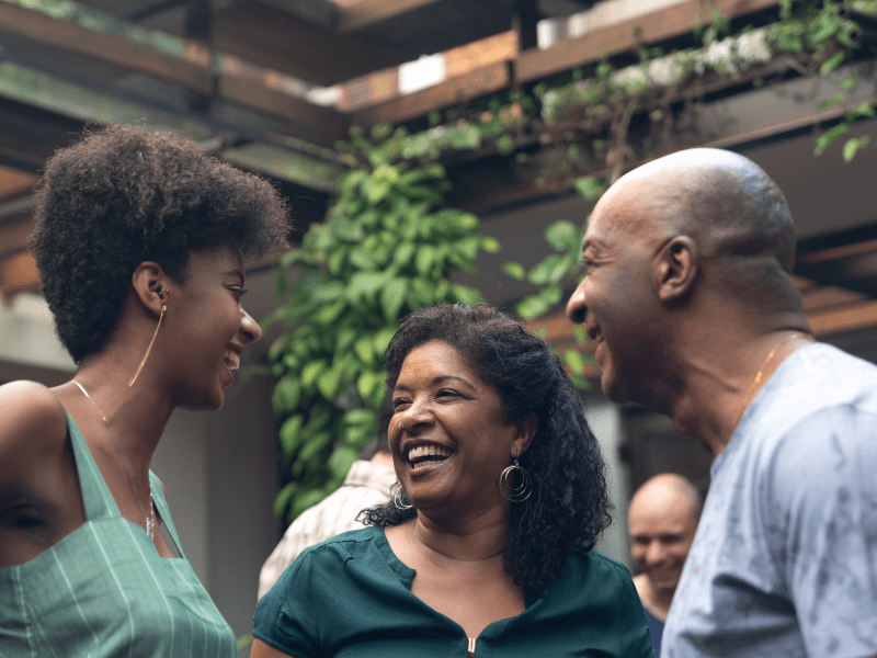 African-American people socializing.